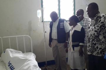 WHO Representative visiting one of the Cholera patients in one of the CTCs in Butiama District Council