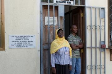 Dr Pilly Sahid and Yusuf Ahmed Mzitto, known as "Kessy", at the Mwananyamala District Hospital’s methadone clinic in Dar es Salaam.