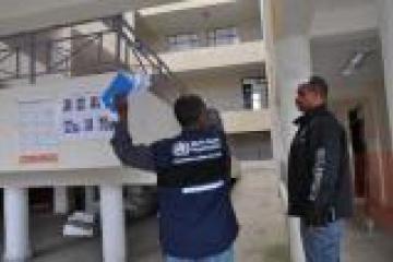 Dr Fahmi Ahmed of WHO Ethiopia and Dr El Shafi M Ahmed of MSF Holland on a supervisory visit to an Ebola isolation and treatment center in Addis Ababa.