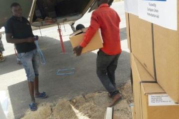 Essential medicines and supplies allocated to Jonglei being loaded onto a cargo plane