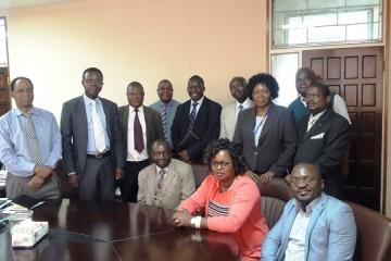 Ministry of Health, WHO Country Office staff and the Tobacco control experts from WHO AFRO following a meeting with the Permanent Secretary and seniour officials at Ministry of Agriculture