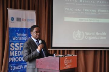 Dr Pierre M'pele, WHO Representative to Ethiopia, opening the SSFFC Workshop.