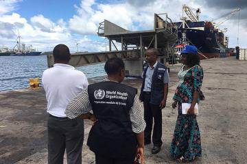 A WHO team monitor plague surveillance efforts at a seaport in Seychelles together with the country's Ministry of Health. Seychelles has not had any confirmed cases of plague but is increasing preparedness given its proximity to Madagascar and the strong ties between the two Indian Ocean nations.