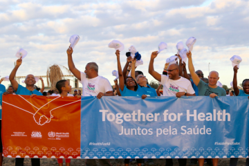 Human solidarity chain in Praia, Cabo Verde