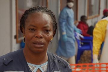 Dr Marie-Claire Kolie on site at an Ebola treatment facility