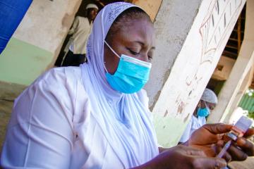 Monica Sharik, a vaccinator at Dusten Kura Gwari, Chanchagi LGA