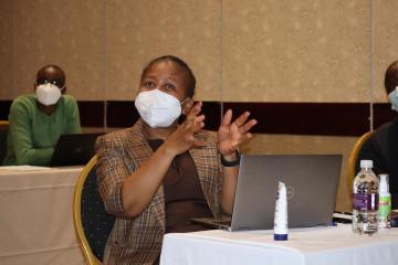 A participant contributing to the discussions during the implementation of the national sentinel surveillance for influenza meeting in Gaborone