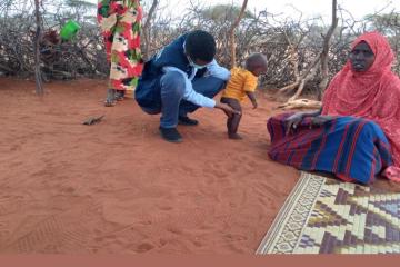 WHO Surveillance Officer Abdisalan Muktar Ali investigating and verifying of the Mohammed, the child that was suspected acute flaccid paralysis (AFP). 