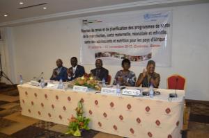 Dr K.OUEDRAOGO (UNFPA), Dr Claudes KAMENGA (UNICEF), Dr Lucien TOKO (MS), Dr Felicitas ZAWAIRA, D/SR/OMS/AFRO) et Dr Yves MONGBO (OOAS)