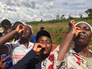 Villagers from Chimanimani taking the oral cholera vaccine