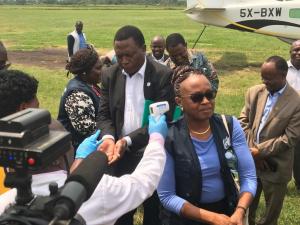 Dr Moeti at a border crossing in Uganda