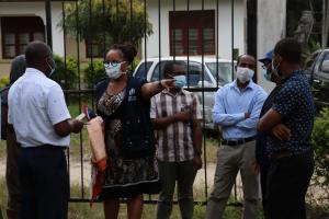 Director of Preventive Services in Zanzibar MOH, Dr. Fadhil Abdalla, MoH and WHO officials assessing one of the health facilities designated to provide COVID-19 treatment