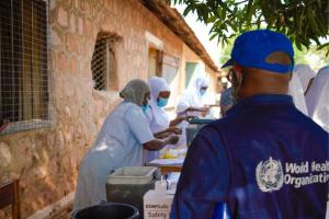 WHO personnel supervising preparations at a vaccination post in Jalingo, Taraba State