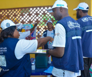 WHO staff in Osun State setting up for vaccination campaign to mark 2023 Africa Vaccination Week