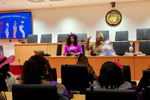 WHO Country representative and WHO staff association President Dr Ozor, addressing staff during the celebration of 2025 IWD in Abuja