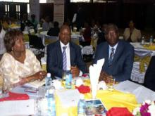 02 The Minister for Public Health and Sanitation Hon. Beth Mugo, Permanent Secretary Mr. Mark Bor, centre, and the WR Dr. Abdoulie Jack at the media briefing