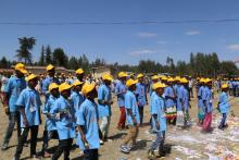 Children presenting song on benefits of immunization during AVW National Launching at Fitche Town