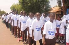 Students and volunteers participating in WMD parade