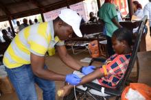 University Students donating blood