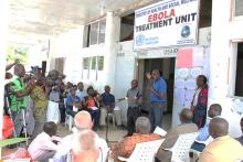 Hon. Amara Konneh, Minister of Finance making remarks at opening of Island Hospital