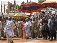 Chiefs and people arrive at durbar ground