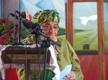 President Ellen Johnson Sirleaf, making remarks on behalf of the nation.