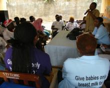 A health worker speaking on breastfeeding.