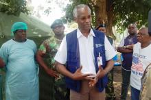 WHO Representative to Congo Dr Youssouf Gamatie at the field hospital at Bacongo