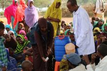 In addition to their routine work, WHO surveillance officers also demonstrate proper hand washing, mixing of water treatment chemicals and other hygienic practices to promote health.