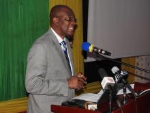 Hon. Ummy Mwalimu, Minister of Health of Tanzania (left) and the Permanent Secretary for Health, Dr. Mpoki Ulisubisya (right), delivering remarks during the launch ceremony