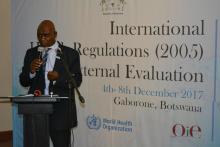 Dr H Jibril, Botswana MoHW's Deputy Permanent Secretary, giving some remarks