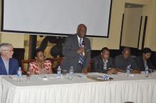 The Guest of Honor, Prof. Mohammed Bakari sharing his opening remarks at the meeting