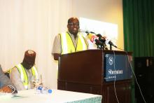 Dr Wilfred Nkhoma the @WHOAFRO regional adviser for TB who represented the Director Global #TB programme @WHO HQ delivering goodwill message at the Press briefing in Abuja