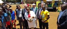 Football teams meet health CS Sicily Kariuki during the World TB Day in Kenya. A football tournament dubbed ‘Mulika TB Tournament’ saw local football teams play while creating public awareness on TB