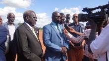 The Governor of Gbudue State  Mr Daniel Rimbasa Badagbo addressing the media during the high-level mission in Yambio