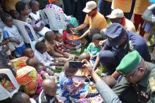 A demonstration of feeding children and nutrition