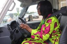 Hon. Minister of Health, Dr. Jallah inspecting the donated ambulance