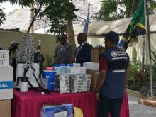 Hon Deputy Minister for Health, Ms Harusi Said Suleiman, receiving the items for Zanzibar 