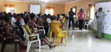 Cross session of participants during a feedback section after a small group activity by facilitators from WHO-AFRO