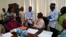 Bayelsa State Team, including government officials, WHO and other partners making a presentation to the Traditional Rulers Council.