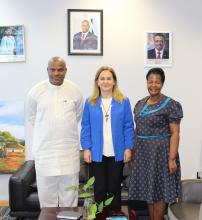 Dr Ovberedjo (WR Botswana - left), Her Excellency Büyükkaraş (Turkish Ambassador - centre) and Ms Ramontshonyana (WHO Botswana Technical Officer - left)