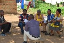 Ogoja LGA PHC Director; Mr Joseph Omagu (in glasses) , other government officials and WHO SC Dr Raji during advocacy to Chairman of the 21 Communities in Okende Refugee Camp; Peter Ketcho