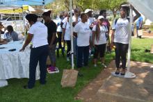 Participants queuing for tests