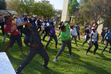 UN staff doing physical activity (zumba)