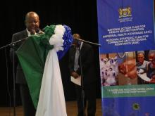 Mr Evans Liyosi, WHO Representative in Sierra Leone delivering a statement on behalf of the United Nations in Sierra Leone.