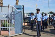 Police band leading the march during the World Health Day 