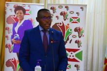 Le Dr. Thadée Ndikumana, Ministre de la santé Publiquet lors de son discours de circonstance