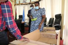 The Minister of Health inspecting the ICT equipment which included a server for Health Data Systems