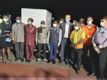 Dignitaries at the J&J vaccine donation by the World Bank 