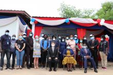 Health Ministry officials, donors and health partners representatives posing for a group photo at the handover ceremony at Juba International Airport